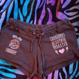 Black 'Beautiful Disaster' Graphic Women’s Shorts